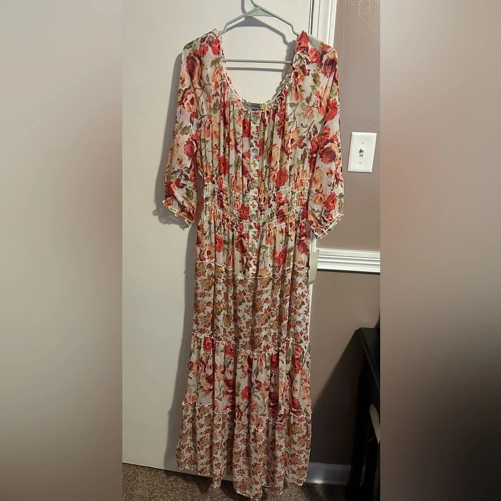 Figueroa and Flower NWT XL Floral Sheer Maxi Dress
